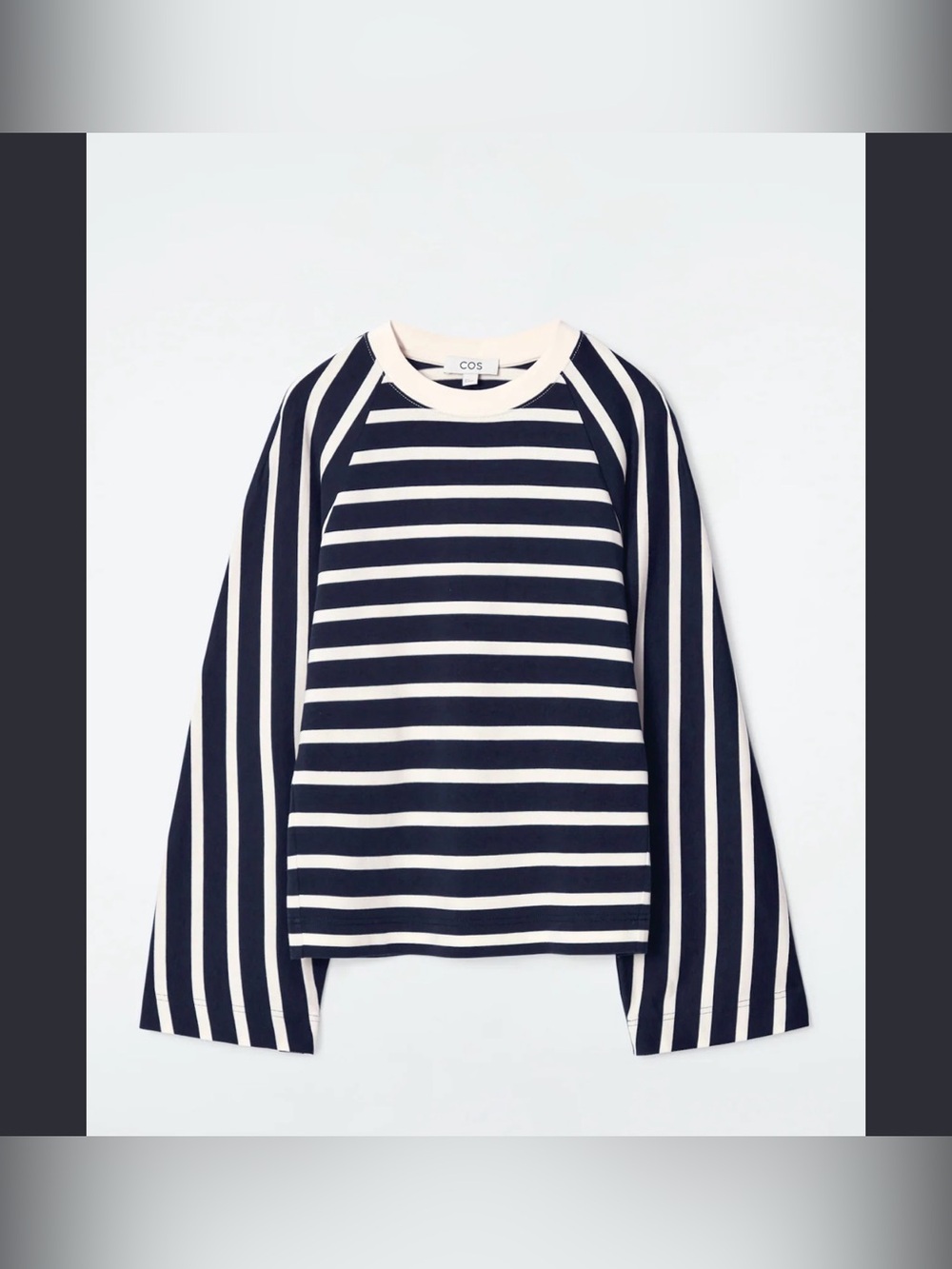 COS navy and off-white striped boxy relaxed Shirt